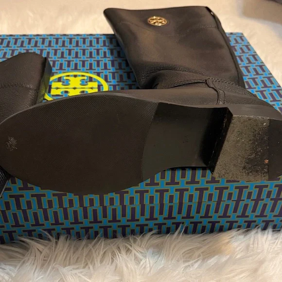 Tory Burch Black Leather Riding Boots Sz 9 - Picture 8 of 12